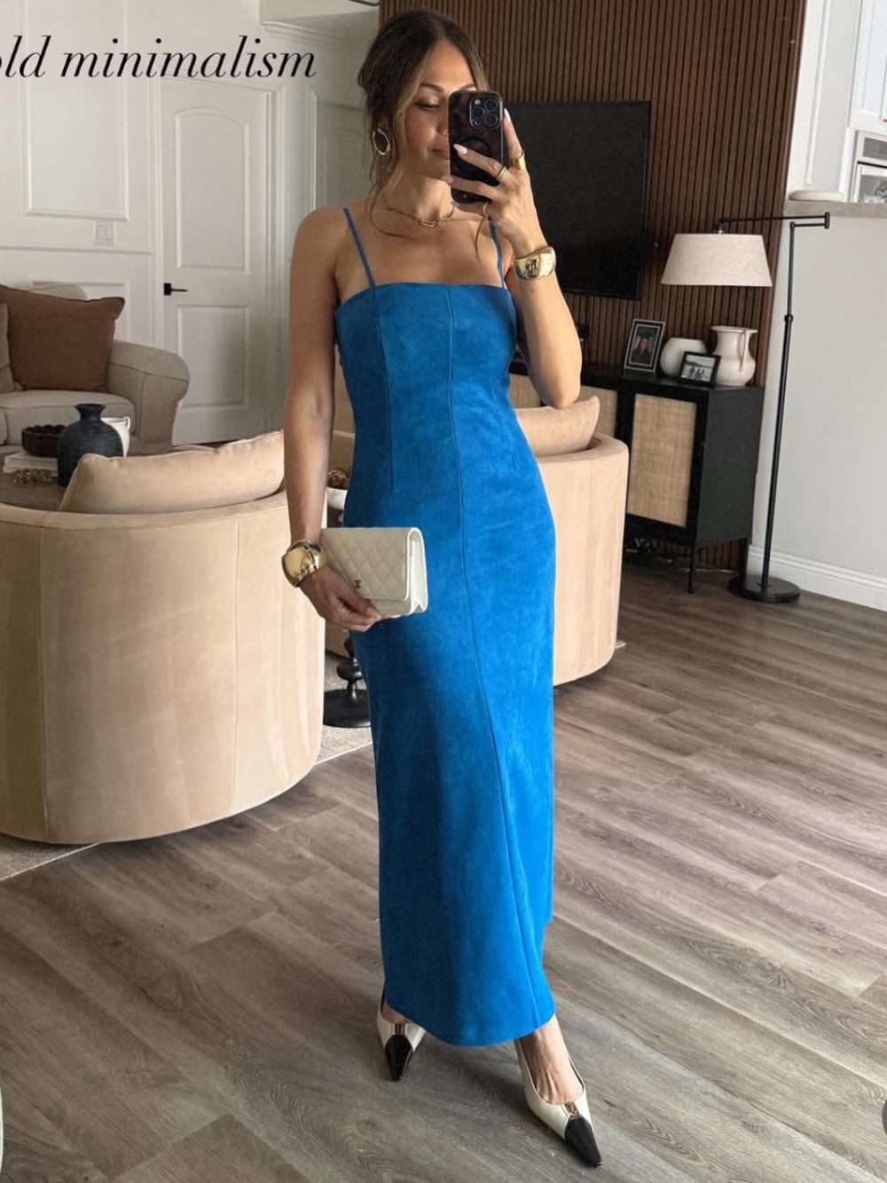 Zara Electric Blue Spaghetti-Strap Maxi Dress
